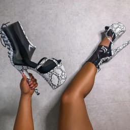Crossdress Catwalk 20cm Exotic Stripper Open Toe Pole Dancing Heel Ankle Boots Women Snake Print Gothic 8 Inch Sexy Platform