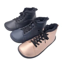 Tipsietoes Barefoot Leather Winter Boots With Fur Inside For Women Zero Drop Sole Light Weight Wider Toes Box