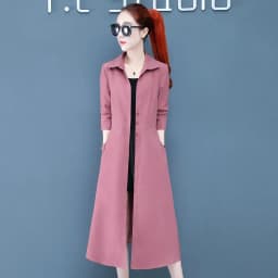 UHYTGF Women Spring Trench Coat Single-Breasted Elegant Female Long Windbreaker Pure Wild Loose Thin 4XL Big Size Outerwear 1484