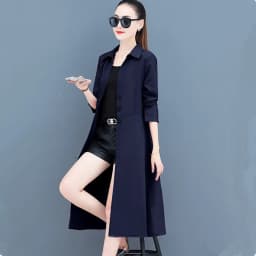 UHYTGF Women Spring Trench Coat Single-Breasted Elegant Female Long Windbreaker Pure Wild Loose Thin 4XL Big Size Outerwear 1484