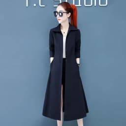 UHYTGF Women Spring Trench Coat Single-Breasted Elegant Female Long Windbreaker Pure Wild Loose Thin 4XL Big Size Outerwear 1484