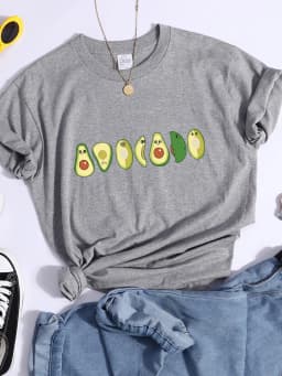 Peeled Avocado Cartoons Printed Womens Tshirts Street Breathable Crop Top Personality Cool Tee Shirt Casual Summer T-Shirt Women