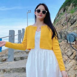 Black Cropped Knitted Sweater Korean Style Women's Coat Spring 2026 Long Sleeve Top Jersey Cardigan Female Clothing Blouses