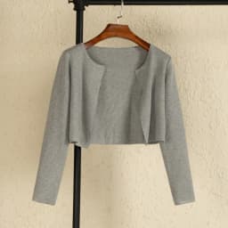 Black Cropped Knitted Sweater Korean Style Women's Coat Spring 2026 Long Sleeve Top Jersey Cardigan Female Clothing Blouses