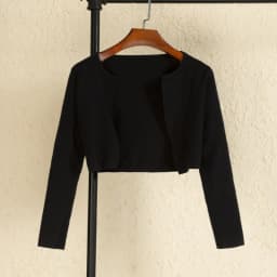 Black Cropped Knitted Sweater Korean Style Women's Coat Spring 2026 Long Sleeve Top Jersey Cardigan Female Clothing Blouses