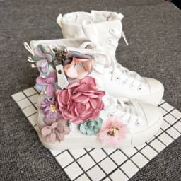 Women Canvas Boots Long Boots Handmade 3D Flats Casual Thick Sole High Top Zipper Comfortable Vulcanize Sneakers Women's Boots