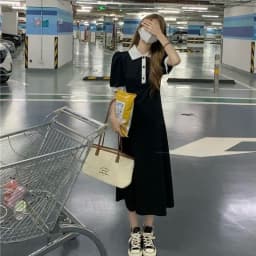 Polo Dresses For Women 2022 Summer New Single Breasted Tight Dress Contrast Color One Pieces Korea Short Sleeve Slit Mini Skirt