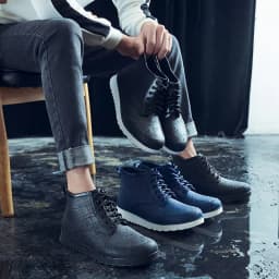 Lovers Lace-up Rain Boots Men Outdoor Non-slip Waterproof Work Water Boots Fashion Couple's Ankle Platform Rainboots Size 36-45