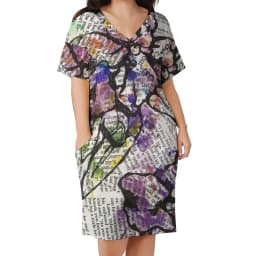Newspaper Casual Dress Summer Old American Newspapers Kawaii Dresses Women Short Sleeve Korean Fashion Dress Plus Size 4XL 5XL