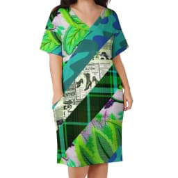 Newspaper Casual Dress Summer Old American Newspapers Kawaii Dresses Women Short Sleeve Korean Fashion Dress Plus Size 4XL 5XL