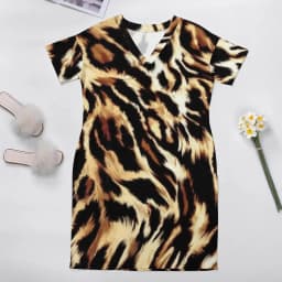 Animal Chic Dress Plus Size Leopard Print Basic Casual Dress Ladies Summer Short Sleeve Trendy Dresses Birthday Present