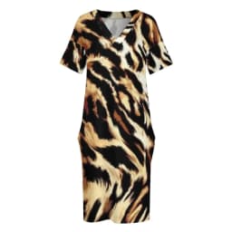 Animal Chic Dress Plus Size Leopard Print Basic Casual Dress Ladies Summer Short Sleeve Trendy Dresses Birthday Present