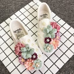 Women Casual Shoe Sweet Beauty Flats Comfortable Shoes Women White Korean Female Designer Brand Sneakers Hand-made Embroidery