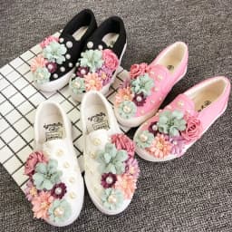 Women Casual Shoe Sweet Beauty Flats Comfortable Shoes Women White Korean Female Designer Brand Sneakers Hand-made Embroidery
