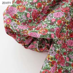 Zevity Women Vintage Floral Vestidos Print Puff Sleeve Mini Dress Female Square Collar Casual Slim Streetwear Dresses DS3957