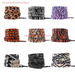 Leopard Shoelace Classic Animal Prints Leopard Zebra Tiger Snake Pattern Sports Shoelace Flat High-top Canvas Sneakers Women Men