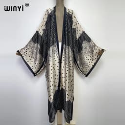 WINYI new bright fashion printing sweet lady beach Bohemian long Cardigan Cover-up stitch Casual Boho Maxi Holiday party kimono
