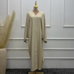 Linen-like Extra-Loose-Fit Butterfly Kaftan Abaya, Batwing Sleeves Muslim Women Open Abaya, Ramadan Eid Hijabi Islamic Clothing