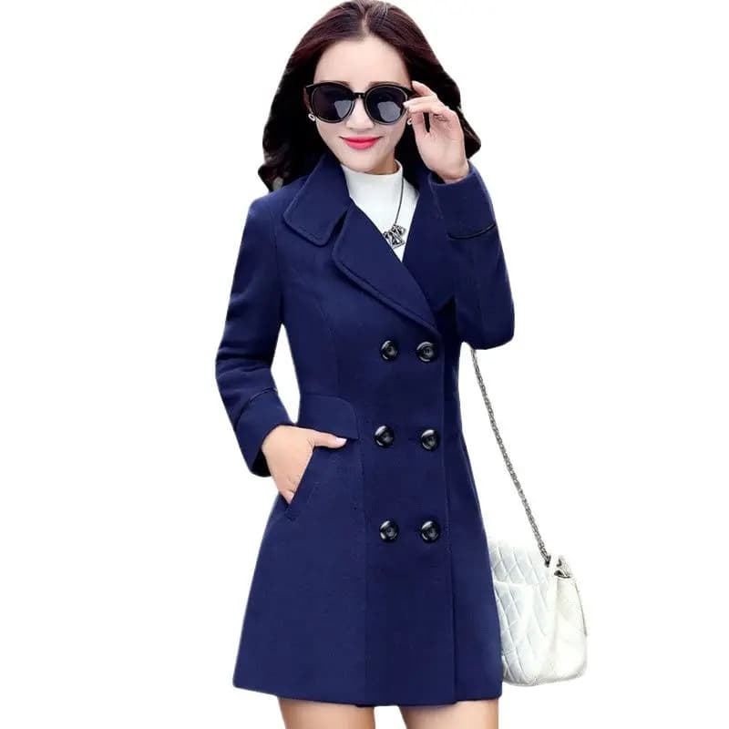 UHYTGF Blends Woolens Overcoat Female Coat Autumn Winter Coats And Jackets Women Loose size Coat Women's Wool Coat Long Tops 647