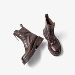 BeauToday Ankle Boots Women Horse Leather Waxing Round Toe Zippers Metal Decoration Platform Ladies Booties Handmade 04469