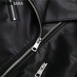 High Quality 2024 Spring Autumn Women Fashion Oversize Black Faux Leather Jacket Coat Female Casual Zipper Biker Outwear Tops