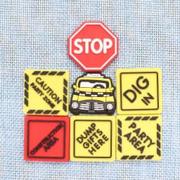 1-16pcs PVC Shoe Charms Yellow Car Slogan Red STOP Accessories Shoes Button Decoration Fit Boys Girls Party Present