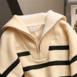 Women Sweater Oversize Zipper Knitted Pullover Long Sleeve Stripe Loose Ladies Sweaters Autumn Winter Women's Turtleneck