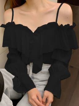 ZANZEA Fashion Long Sleeve Shirts Women Sexy Off Shoulder Blouse Vintage Straps Button Tops 2023 Autumn Pleats Solid Loose Tunic