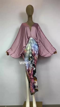 WINYI new Monochrome mosaic Swimsuit Cover Up Women Beach Dress V-neck Dresses Summer Woman Clothes elegant Robe fashion kaftan