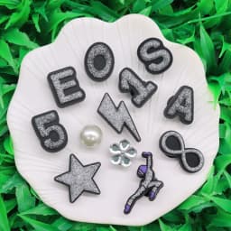 1-12Pcs PVC Flash Powder Star Numbers Shoe Charms Buckle Clog Silver Series Slipper Decoration Fit DIY Cool Backpack