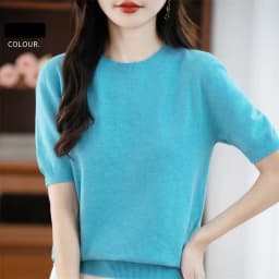 First-Line Ready-To-Wear Sweater Women's 100 Pure Wool Knitted Short-Sleeved T-Shirt Round Neck Thin Sweater Loose Half-Sleeve