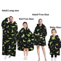 Kids Babys Warm Thick Oversized Wearable Blanket Hoodie for Winter Giant Polyester Blanket with Sleeves Cartoon Animal Print