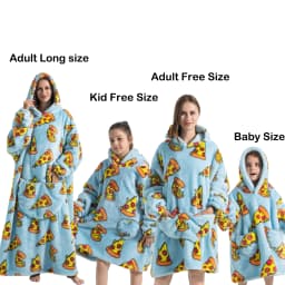 Kids Babys Warm Thick Oversized Wearable Blanket Hoodie for Winter Giant Polyester Blanket with Sleeves Cartoon Animal Print