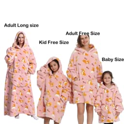 Kids Babys Warm Thick Oversized Wearable Blanket Hoodie for Winter Giant Polyester Blanket with Sleeves Cartoon Animal Print