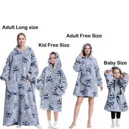 Kids Babys Warm Thick Oversized Wearable Blanket Hoodie for Winter Giant Polyester Blanket with Sleeves Cartoon Animal Print