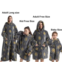 Kids Babys Warm Thick Oversized Wearable Blanket Hoodie for Winter Giant Polyester Blanket with Sleeves Cartoon Animal Print