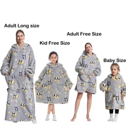 Kids Babys Warm Thick Oversized Wearable Blanket Hoodie for Winter Giant Polyester Blanket with Sleeves Cartoon Animal Print