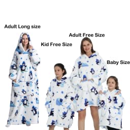 Kids Babys Warm Thick Oversized Wearable Blanket Hoodie for Winter Giant Polyester Blanket with Sleeves Cartoon Animal Print
