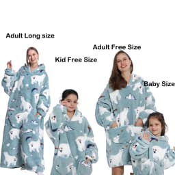 Kids Babys Warm Thick Oversized Wearable Blanket Hoodie for Winter Giant Polyester Blanket with Sleeves Cartoon Animal Print