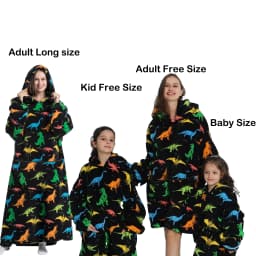 Kids Babys Warm Thick Oversized Wearable Blanket Hoodie for Winter Giant Polyester Blanket with Sleeves Cartoon Animal Print