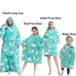 Kids Babys Warm Thick Oversized Wearable Blanket Hoodie for Winter Giant Polyester Blanket with Sleeves Cartoon Animal Print