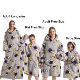 Kids Babys Warm Thick Oversized Wearable Blanket Hoodie for Winter Giant Polyester Blanket with Sleeves Cartoon Animal Print