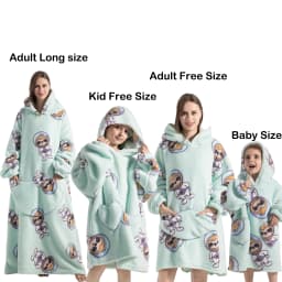 Kids Babys Warm Thick Oversized Wearable Blanket Hoodie for Winter Giant Polyester Blanket with Sleeves Cartoon Animal Print