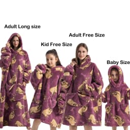 Kids Babys Warm Thick Oversized Wearable Blanket Hoodie for Winter Giant Polyester Blanket with Sleeves Cartoon Animal Print