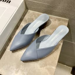 Pointed Slippers Women High Heels New Summer Shoes Fashion Luxury Square Heel Slides Slip Loafers Mules Black Female Party Shoes