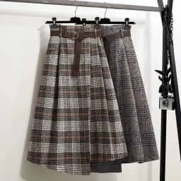 Lucyever Autumn Winter Thicken Long Skirt Women Vintage High Waist Irregular Plaid Skirts Female Elegant with Belt A-Line Skirts