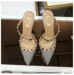 Heeled Sandals Summer 2026 Women's Shoes Luxury Rivet Slippers Patent Leather Pointed Toe Comfortable Elegant Casual Ladies Shoe