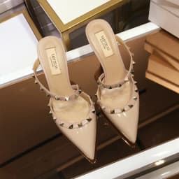 Heeled Sandals Summer 2026 Women's Shoes Luxury Rivet Slippers Patent Leather Pointed Toe Comfortable Elegant Casual Ladies Shoe