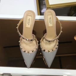 Heeled Sandals Summer 2026 Women's Shoes Luxury Rivet Slippers Patent Leather Pointed Toe Comfortable Elegant Casual Ladies Shoe