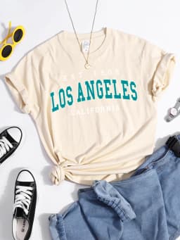 Esr 1905 Los Angeles California Print Woman T-Shirts Vintage Simple Style Clothes Niche Niche T-Shirt Hip Hop Casual Tee Shirt